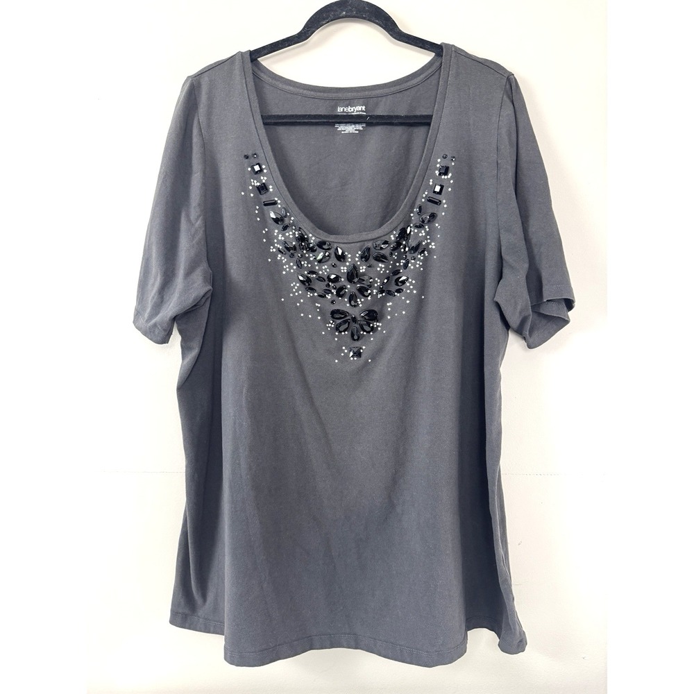 Whimsigoth Embellished Rhinestone Gem Studded Scoop Neck Top 22/24 Fairy Grunge